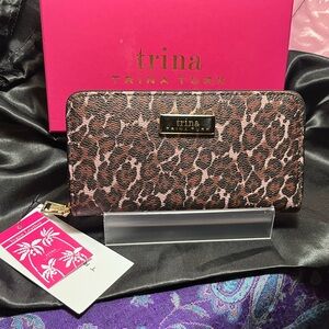 Trina Turk Leopard-Print Zip Wallet with Gold Hardware